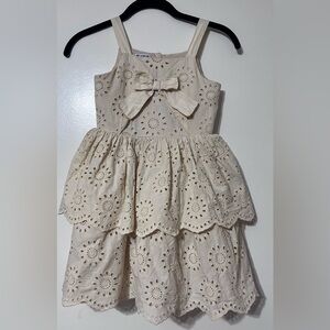 Bluebird Boulevard Cream Embroidered Dress, Size 7